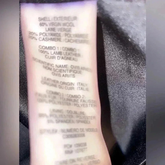 Alice and Olivia black crop long sleeve leather trim wool and cashmere jacket S - Picture 5 of 5